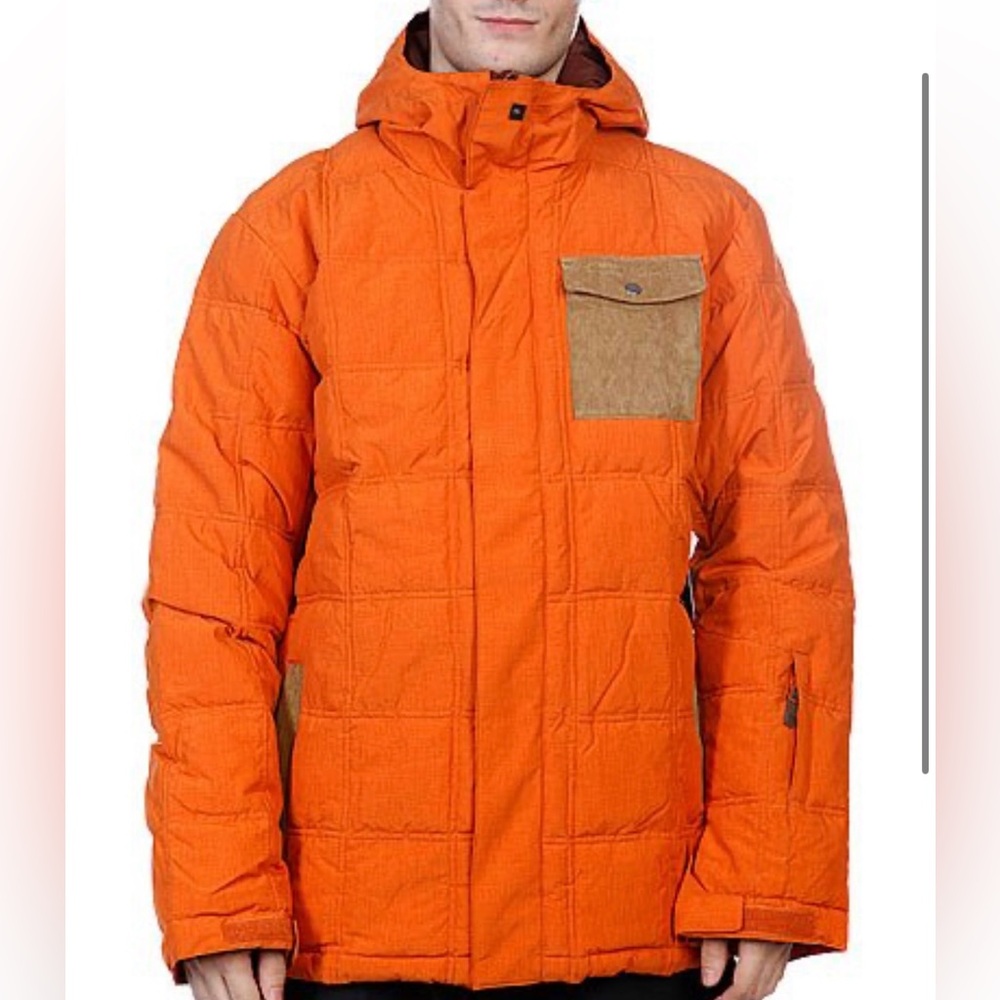 Orange, quilted snowboarding jacket …